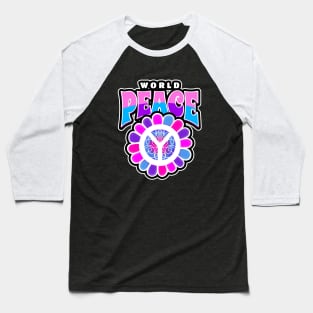 World Peace Sign Pink Blue Baseball T-Shirt